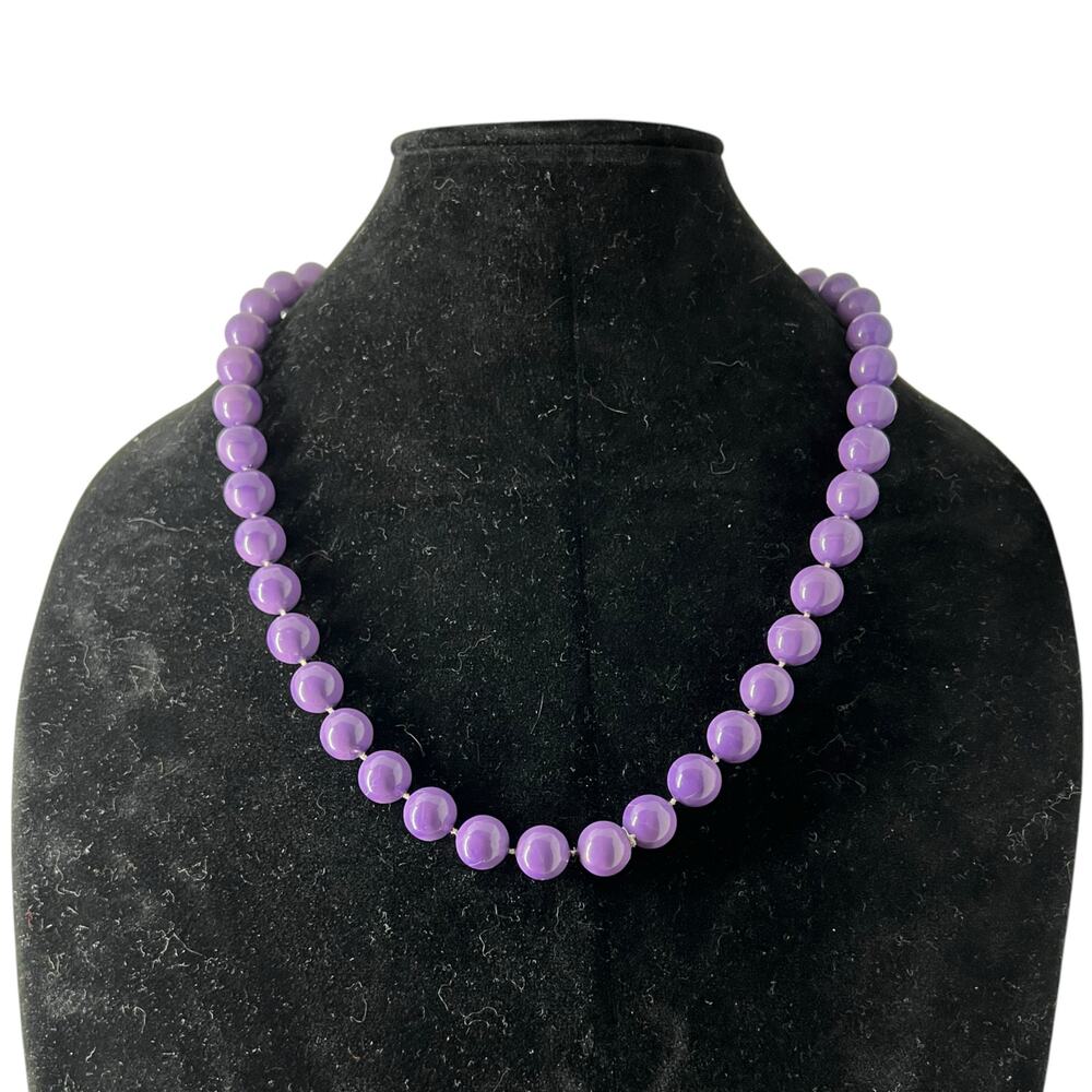 Vintage Purple Beaded Pearl Style Statement Necklace